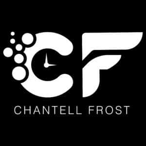 Chantell Frost Logo (Black and White) - Black Background