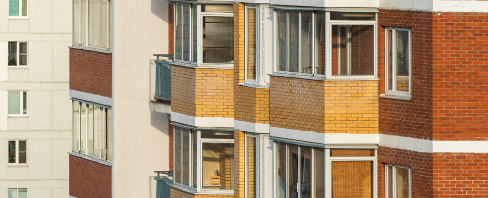 A colourful, well-constructed apartment building. Illustrates the importance of finding private-sector clients as and engineering firm.